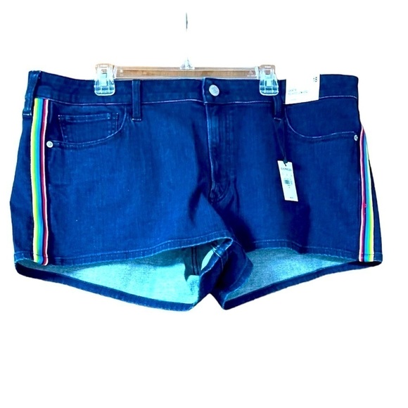 Express relaxed low rise shortie shorts with rainbow detail on the s… - Picture 1 of 5